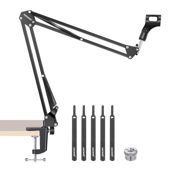 Stand Newer Extendível Recording Recording Porta de microfone Suspensão Boom Scissor Arm Stand Stand com Cramp de montagem de tabela de clipe de microfone