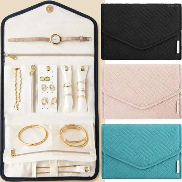 Bolsas de armazenamento Caixa para mulheres cosméticos viagens de unhas Organizador de jóias Roll Case dobrável Mini Bag