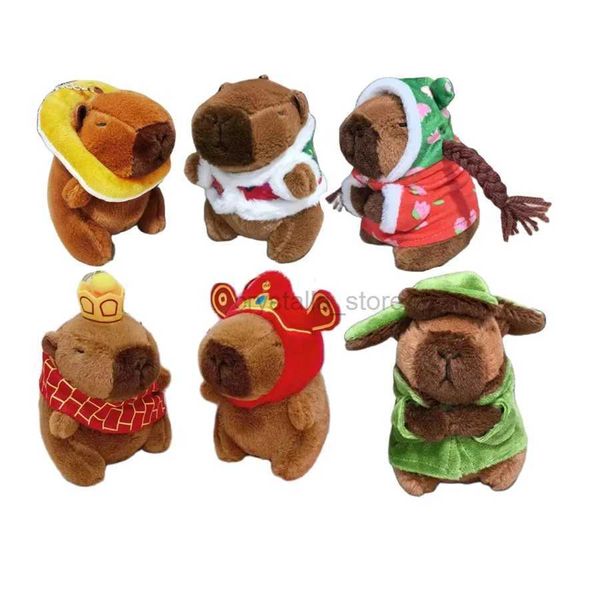 Filmes tv luxuoso brinquedo atacado 12pcs/lote 12cm Cute animal Capybara Plush Toyring Toys Capibara Pufferfish Pingents recheados Dolls Chain Chain Gifts 240407