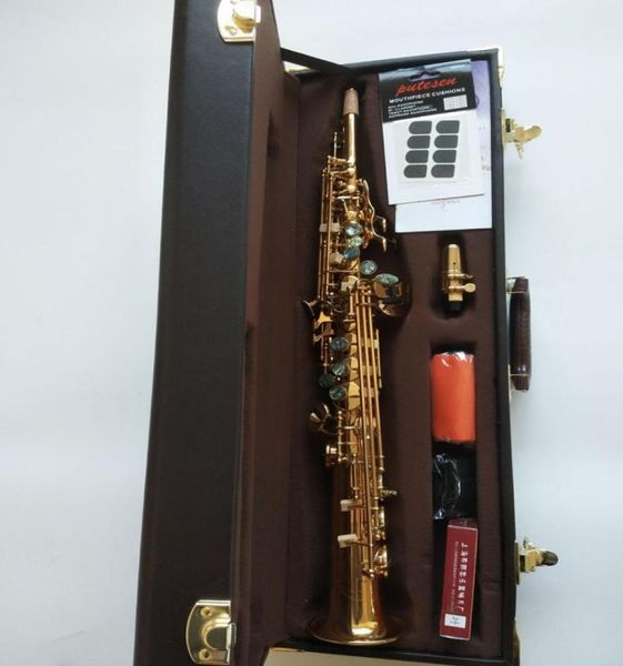 Profesyonel yeni soprano saksafon b Düz elektroforez altın S901 TOP MÜZİK ANTERETLERİ SAX SOPRANOYANISAWA S901 Case6071030