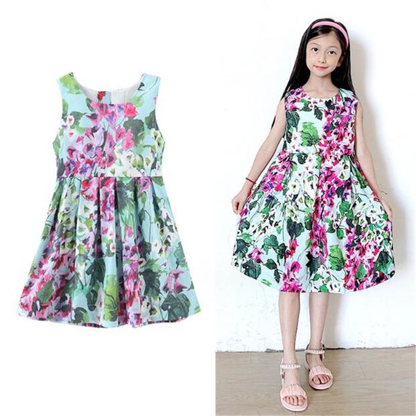 Neue Bohemian -Kleider im böhmischen Stil 2024 Sommer europäischer und amerikanischer Vollw in Cotton Printed Kids Camisole Fashion Kleid