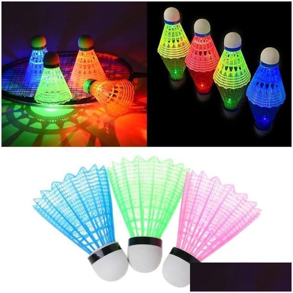 Badminton Shuttlecocks 4pcs Nylon LED Indoor Outdoor Sporttraining für Ball Game Tools Kit 240223 Drop Lieferung Sport im Freien Racqu Dhn8c