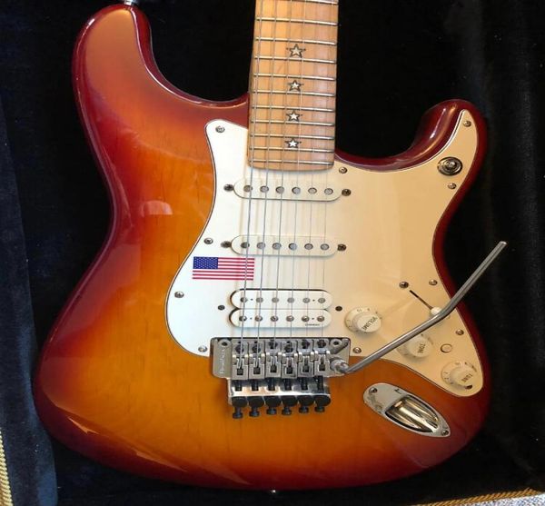 Custom Richie Sambora Signature Tabacco Sunburst 1994 St Electric Guitar Floyd Rose Tremolo Tailpient Luting Star Star Star S2107074