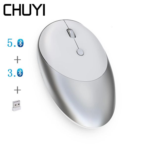 Adattatore Bluetooth 5.0/3.0 2.4G Wireless Mouse ricaricabile Ultratina silenziosa Mause Topi portatili ergonomici per laptop PC Telefono Xiaomi