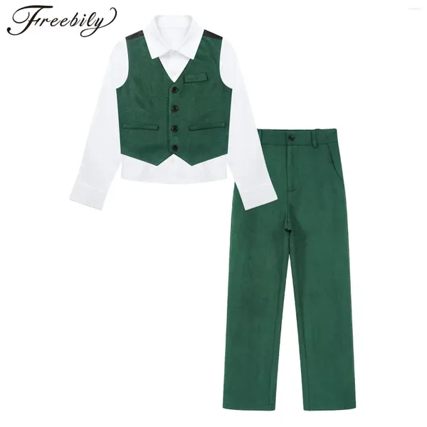 Kleidung Sets Kinder Jungen Gentleman Party Anzug School Uniformen Hemd Weste mit langen Hosen Kleidung für Bankett Erstkommunion -Outfits