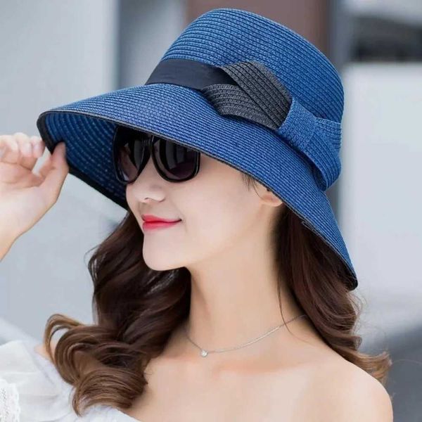 Cappelli larghi Brim Secchio Cappello Sun Fatto Portante Portante Portante British Accessori in stile britannico Womens Summer Q240403