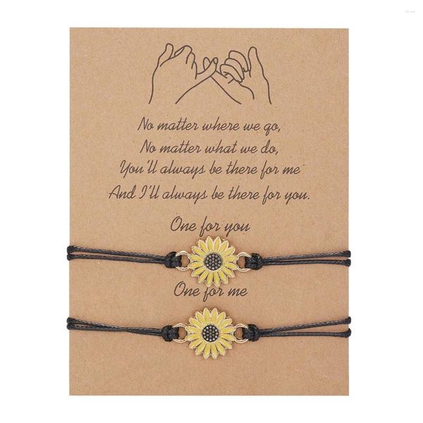 Charm Bracelets Vintage Sonnenblumenpaar für Frauen Männer handgefertigt geflochten