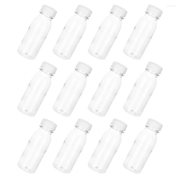 Tigelas 12 PCs Pequeno mini geladeira garrafa transparente de suco de leite garrafas de frutas de frutas de plástico Travel de contêiner de embalagem