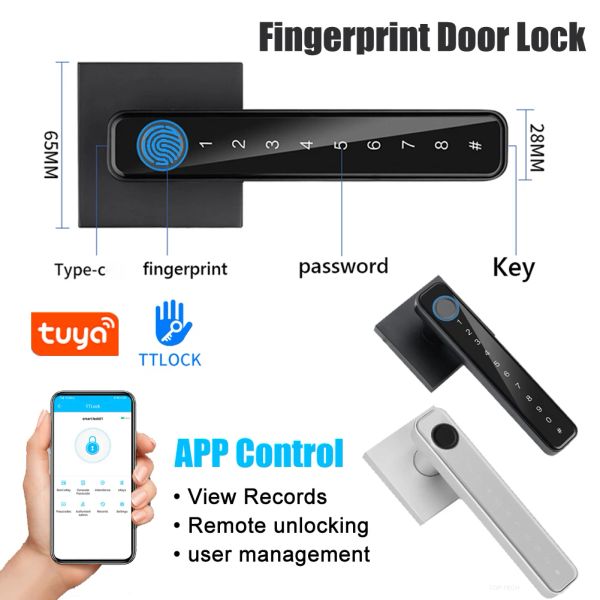 Blocca BIOMETRICA Impronta digitale Smart Home Lock Password Blocco digitale elettronico TUYA/TTLOCK APP CONTROLLO PORTA DI INDIETTI