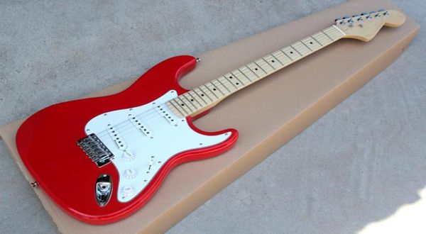 Guitarra elétrica vermelha especial com pickguardssssssssmapele de pickupsmapele de pickups