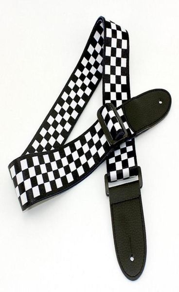 Alta qualidade Blackandwhite Lattice Strap Acoustic Electric Guitar Bass Strap Musical Instruments Acessórios8757671