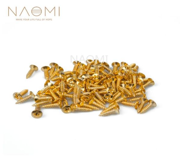 Naomi 100pcs 11mm 6mm parafusos de guitarra para pickguard placa traseira montagem diy luthier ferramenta pickguard parafusos2553529