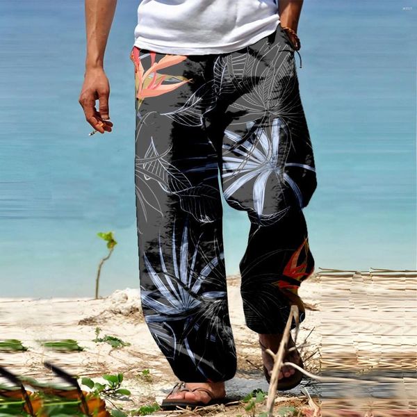 Calça masculina Homens de verão respirável moda casual todas as calças largas de tether lidera férias praia boho yoga havaianos