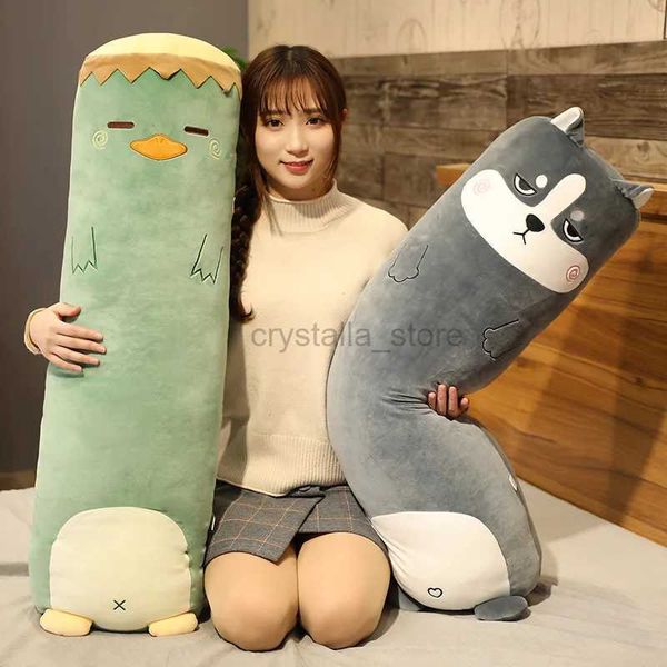 FILME TV PLUSH Toy Cartoon Animal Animal Dinosaur Pig Rabbit Teddy Bear Husky Duck Plush Toys recheado macio de travesseiro de sono longo