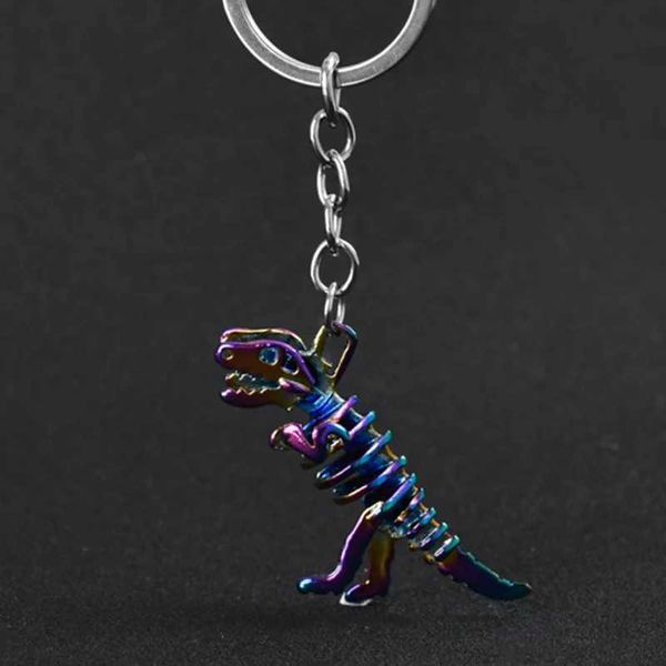 Tornari per laterale in lega colorato cranio portachiavivo della catena chiave di dinosauro automobilistica Halloween anello horror Gift a pendente fidanzato K4819 Q240403