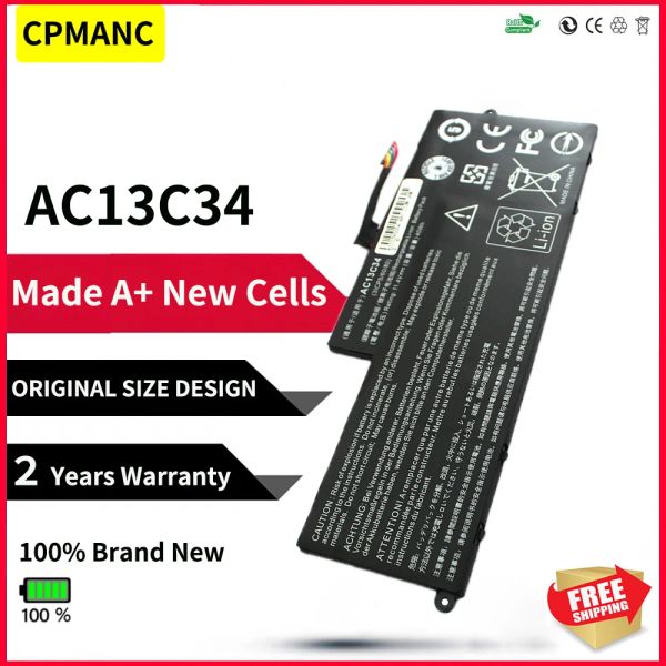 Cartas CPMANC AC13C34 Nova bateria de laptop de alta qualidade para Acer Aspire V5122p V5132 E3111 E3112 ES1111M MS237 KT.00303.005