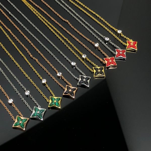 Алмазная жемчужная квадратная ожерелья для квадратных ожерелий с четырьмя цветами из листьев микро вульваи