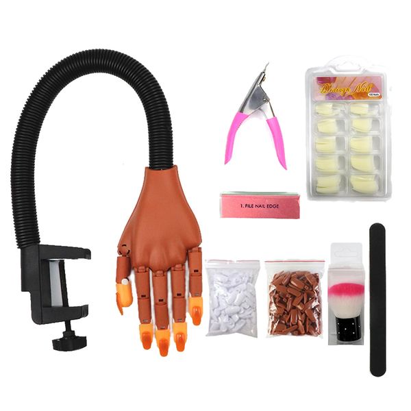 Pratica delle unghie acriliche mani flessibili chiodi pieghevoli per le mani kit di addestramento con la punta per la punta di forbici a pennello lucidatura 240325