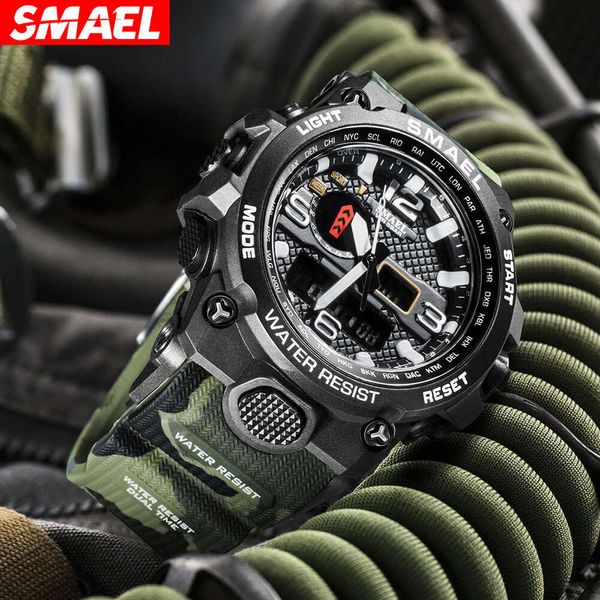 Smael camo tattico maschile Multi funzionale impermeabile alla luce della luce della luce sport orologio in quarzo