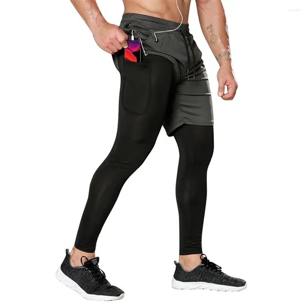 Мужские штаны Er Factory Fitness Blank 2 в 1 Mens Trabout Track Jogger с внутренним карманным бегом двойным Sport Sport