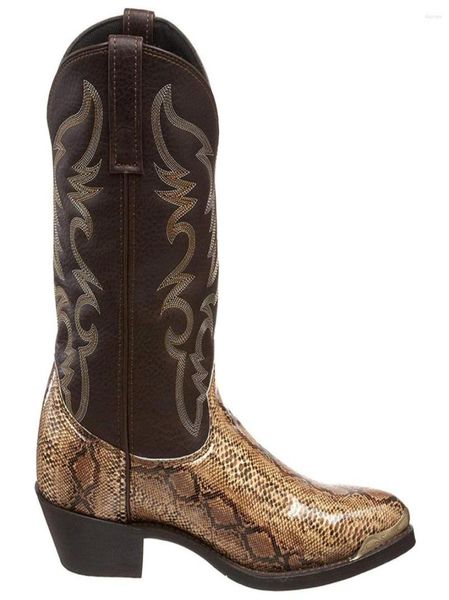 Stivali da donna retrò donna con testa dorata pelle in pelle finta scarpe invernali ricamato da cowboy occidentale unisex calzature big size6225599