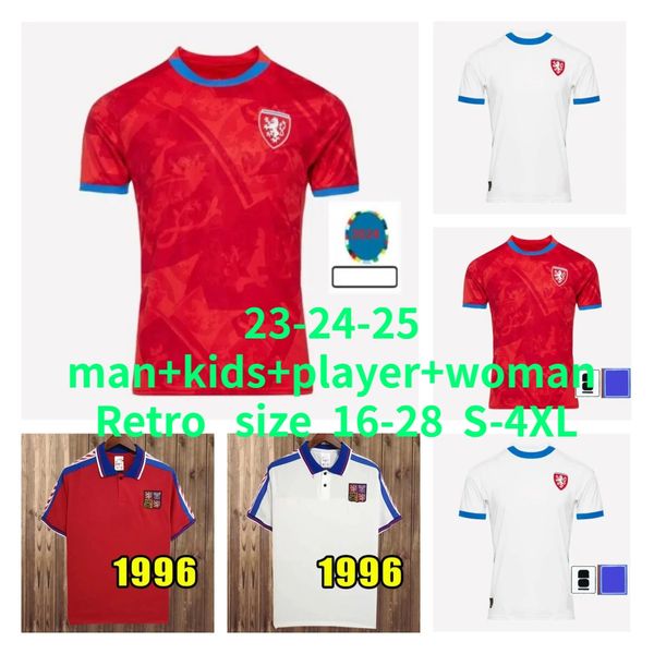 2024 Tschechische Fußball -Trikot -Männer Tops T -Shirt 24 25 Tschechische Republik Lingr Hlozek Soucek Sadilek Fußballhemden Red Home White Away Football Trikot