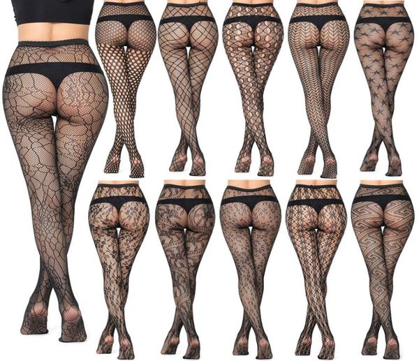 LCW Frauen sexy Dessous Streifen elastische Strümpfe transparent schwarzer Fischnetz -Strumpf Oberschenkel Sheer Strumpfhosen Stickyhose Dropsh6064361