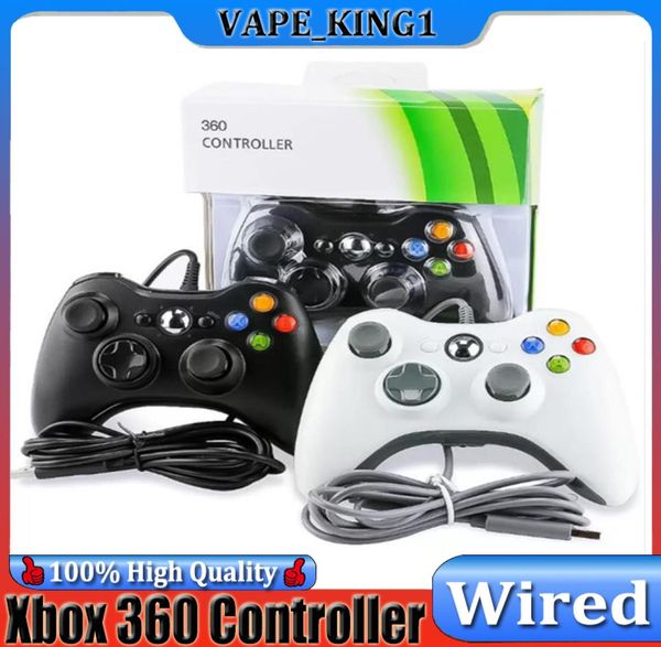 NEU USB WIRED XBOX 360 mit Logo JoyPad Gamepad Black Controller mit Retail Box Fast Ship7587210