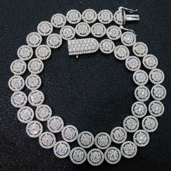 Pass-Tester 10mm 18-24-Zoll S925 Silber Gra Moissanit Kubanische Kettenketten 7/8/9inch Armbänder für Männer Frauen echter Diamant Moissanite-Kettenschmuck