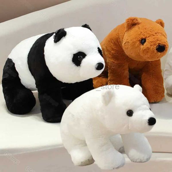 Filmler TV Peluş Oyuncak 1pc 40/50cm Kutup Ayı Kahverengi Ayılar Simülasyon Dev Panda Peluş Oyuncak Yaşam Gibi Gerçek Kabarık Hayvanlar Bebek Kid 240407