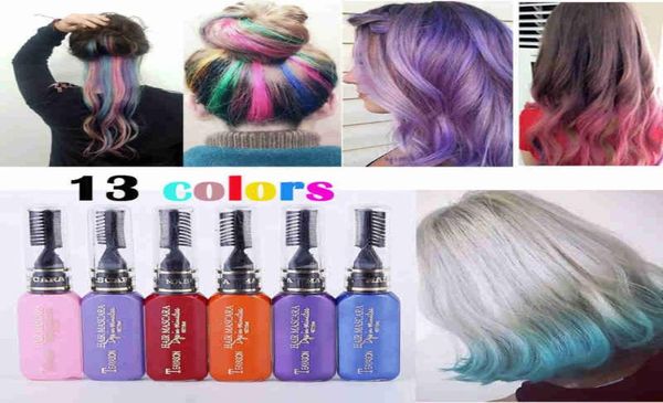 Teaison 13 цветов OneTime Hair Color Hair Dawe Временный нетоксичный Diy Color Hair Mascara Крем -крем синий серый пурпур9612000