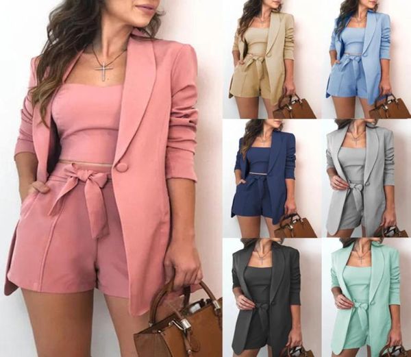 Plus Size 3 Stücke Set Womens Anzüge Blazer Spring und Herbst Casual Slim Woman Jacket Fashion Lady Office Anzug Business Gekerbter1885958