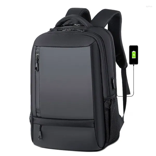 Backpack Brente Capacity Business com bolsa escolar de estudantes USB Mult-Pockets Men Laptop Bag Computer Rucksack Bags de viagem XA878F