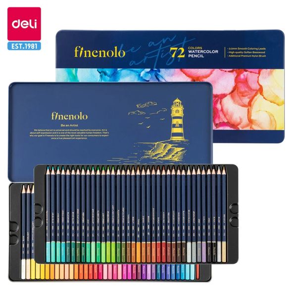 Карандаши Deli Finenolo Water Color Pencils устанавливайте высокопоставленные карандаши с высоким рисунком с железом для хранения рождественский подарок для ребенка