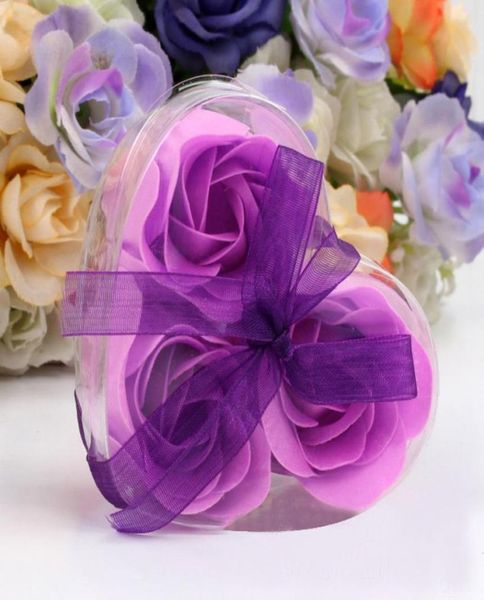 3PCSSET Heartshaped Rose Soap Flowers Body Body Soap Romantic Souvenirs Valentine039s Подарки Свадебная вечеринка Decor6389967