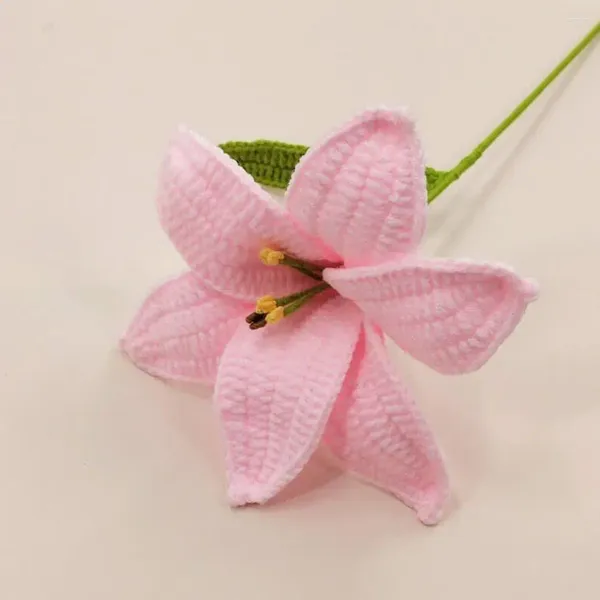 Dekorative Blumen farbenfrohe künstliches künstlich für Haus lebendige handbeschickte Häkellily Bouquet Realistic DIY Craft Flower Gifts Home