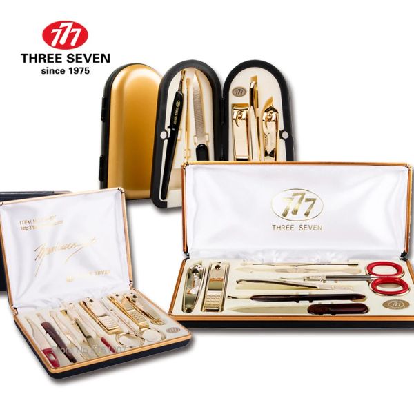 Waffen drei sieben/777 Klassische Nagel Clippers Kit 14k Goldplated Nagelwerkzeuge Home Care Manicure Pedicure Nagel Set Business Geschenke