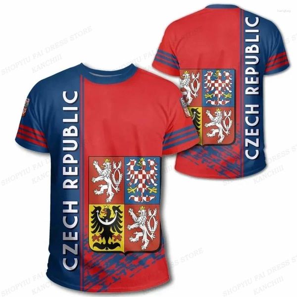 Camiseta masculina camiseta de verão masculino bandeira tcheco 3d impressão camisetas homens homens moda moda de gola curta manga curta