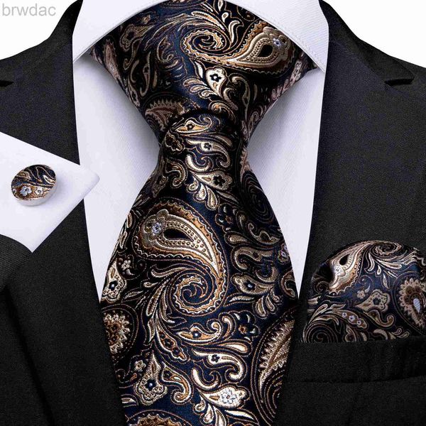 Ties cravatte da uomo cravatta oro blu paesley cravatta per matrimoni per uomini pezzi di seta set set da uomo set party business fashion designer mj-7249 240407