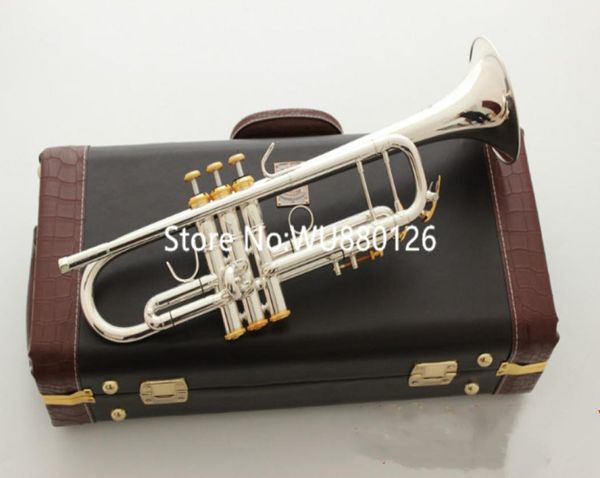 Vender lt180s37 trompete B instrumentos musicais de trompete profissionais de prata planície com o caso 1039896