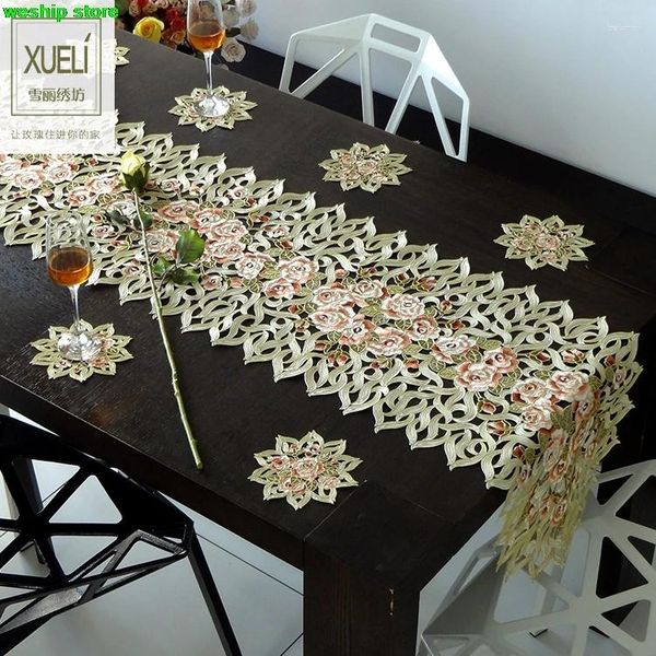 Table Runner Special Offerta Golden Rose High-fash di lusso in tessuto di lusso arte il tappetino per polvere asciugamano