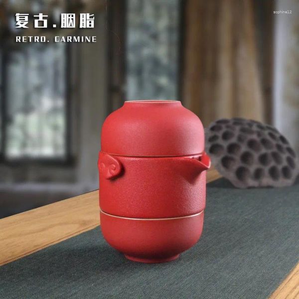 Tee -Sets 2024 Keramik Tea Pot Cap Bay Cup Handmade Tragbarer Reiseservice Set