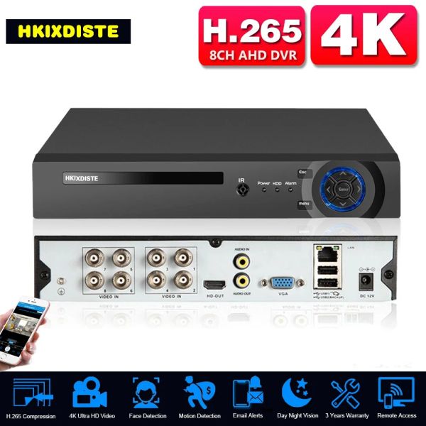Registratore H.265 8MP 8CH CCTV DVR Registratore 4K 8 CANNEL 6 in 1 Ibrido AHD DVR Sistema di sicurezza NVR XMEYE Video di sorveglianza digitale