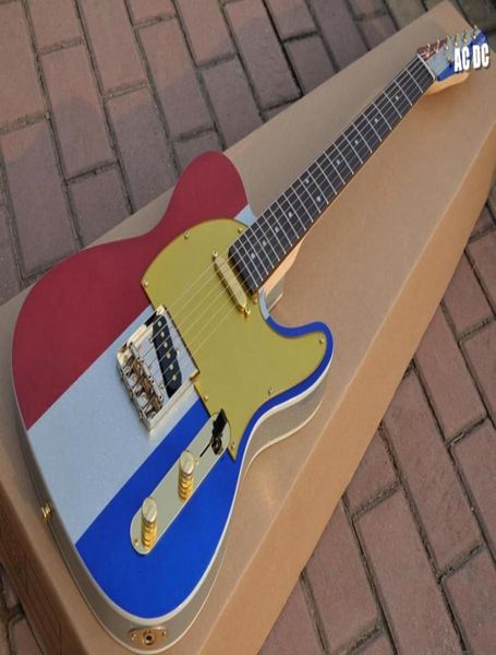 Custom Shop Buck Owen Limited Edition 1996 Red White Blue Big Sparkle E -Gitarre Gold Pickguard Golden Hardware9317891