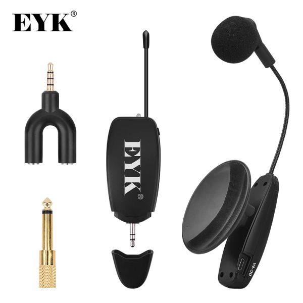 Microfones EYK UHF Wireless Instrument Microfone Copo Condensador de Copa Gooseneck Mic Voice Recording Live Show para Bass Violino de Guitarra