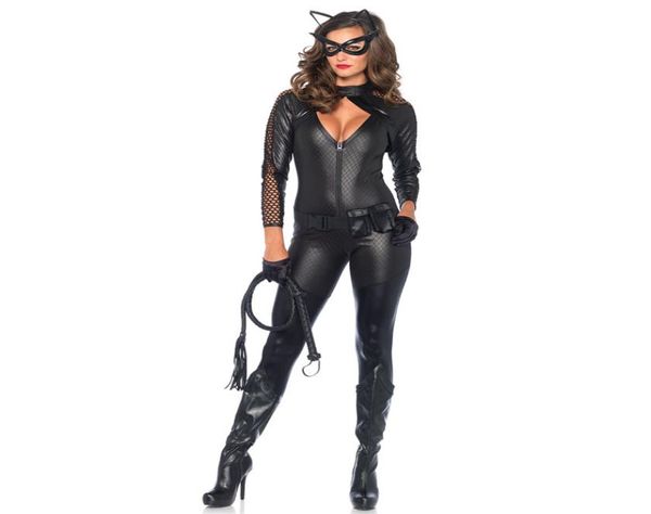 Plus Size Frau Carnival Halloween Black Cat Kostüm sexy Latex Lotard Nachtclub Rollenspiel Cosplay Fancy Party Kleid H1364821245