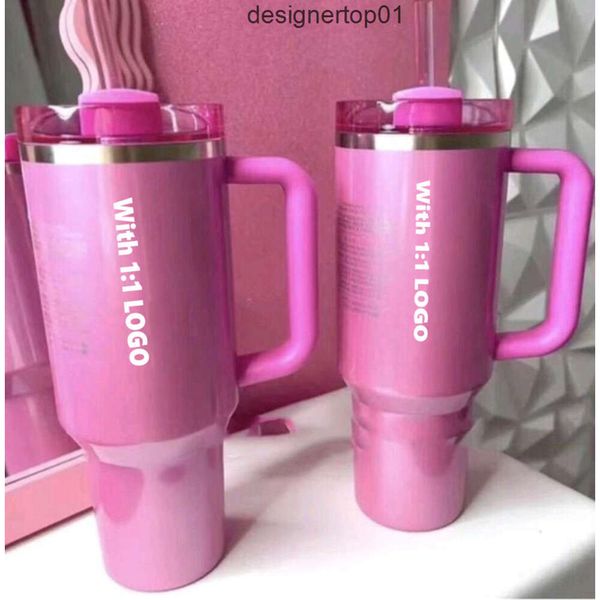 Stanleness Dhl Starbucks inverno rosa 40oz 11 con tazze di bicchieri in acciaio inossidabile H20 con coperchio in silicone e tazze per auto di San Valentino di cannuccia Bot 7TL7