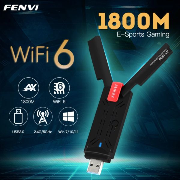 Draaigereedschap Fenvi Wifi 6 Adattatore USB Dual Band Ax1800 2.4G/5GHz Wifi Dongle Network Scheda di rete USB 3.0 Adattatore WiFi6 per Windows 7/10/11