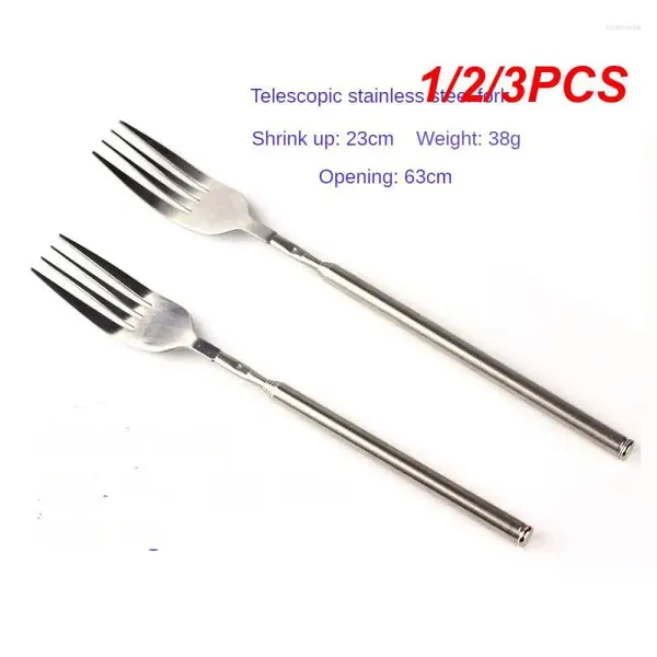 Forks 1/2/3pcs Taşınabilir Yenilikçi Uygun Metal Dayanıklı Modern Sofra Takımı Geri Çekilebilir Izgara Aracı Kamp Paslanmaz Çelik