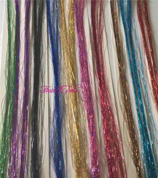 11 пакетов из 60 пряди на лот 11 вариантов цветовых вариантов Bling Rainbow Silk Hair Tinsel Expretention2782973